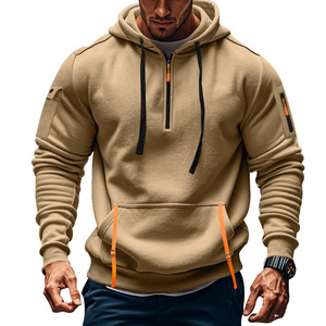 Sudadera de Algodón Grueso OEM con Media Cremallera, Cuello Redondo, Corte Oversize Holgado, Estilo Urbano Premium, con Logotipo Personalizado para Hombre - Product Image 2