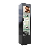 Top marque salon de beauté montage verrouillable clé porte vitrine murale en verre vitrine cosmétique armoire avec lumières led