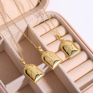 Collar de Joyería de Moda con Horóscopo Personalizado, 12 Signos del Zodiaco, Forma de Campana, Chapado en Oro, Acero Inoxidable, Circonita Cúbica - Product Image 4