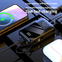 Batterie externe ultra-fine et portable avec câble intégré, charge rapide PD20W, mini batterie externe à charge rapide