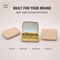 Palette à paupières vide personnalisée avec couvercle à charnière, boîte en métal avec miroir intégré, conteneur en fer blanc de qualité alimentaire pour emballage cosmétique
