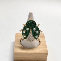Nouveau personnalisé personnalisé insecte coloré cristal strass coccinelle anneau alliage Animal abeille diamant belle ajusté femmes bijoux