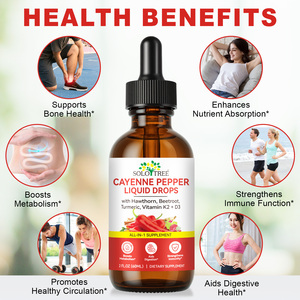 Solotree אורגני פלפל חריף טיפות נוזלי עם עוזרר שורש סלק כורכום ויטמין d3 k2 תוספי תזונה עבור תמיכה במטבוליזם - Product Image 2