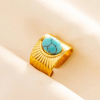 Bague tendance à texture variée en acier inoxydable plaqué or 18 carats, étanche, pour femme, cadeau simple