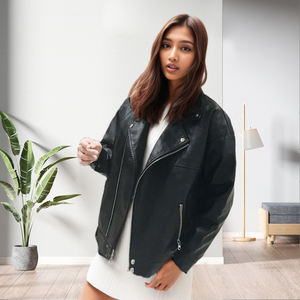 D1201TA11 ventes directes en cuir PU fermeture éclair lâche boutons à manches longues femmes <span class=keywords><strong>doudoune</strong></span> Sehe mode - Product Image 5