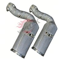 Vortex 304 Acier inoxydable 1,5 mm d'épaisseur Poli miroir Haut débit Collecteur d'échappement universel catalyseur intégré Audi RS Q8 SQ8 4.0T V8