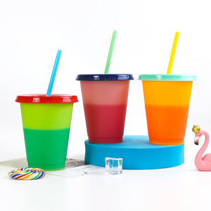 <span class=keywords><strong>Taza</strong></span> Mágica de Plástico de 16 oz con Logotipo Personalizado, Cambia de Color, con Pajita de PP, Apta para Agua Hirviendo, Vaso que Cambia de Color - Product Image 4
