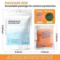 Vrurc Sachets déshydratants en gel de silice avec indicateur de couleur, 5 grammes (55 sachets), absorbeur d'humidité de qualité alimentaire supérieure