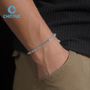 Exclusiva y Elegante Pulsera de Tenis con Diamantes de Moissanita VVS1 y Plata de Ley 925, Diseño de Racimo, Regalo para Mujer - Product Image 4