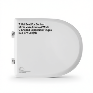 Asiento de inodoro para Senesi Mizar Vase Forma 4, bisagras de expansión en forma de C, color blanco, 50,5 cm de longitud - Product Image 3