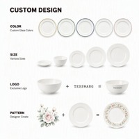 Tazón de Servir Irregular Blanco TESSWANG con Borde Elevado para Restaurantes de Alta Cocina, Vajilla para Catering al por Mayor