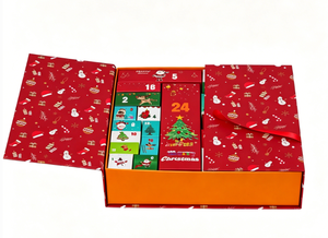 Custom Christmas Advent Calendar <b>Box</b> with <b>Red</b> Ribbon, 24 Days Countdown Gift <b>Box</b>, OEM/ODM Available - Product Image 2
