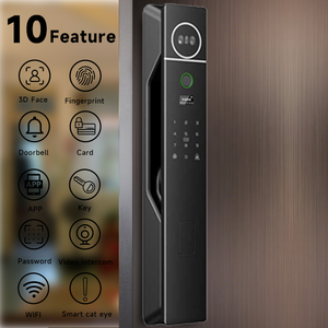 Tuya kunci pintar sidik jari, interkom elektronik Digital wajah 3D aluminium Video waktu nyata, kunci kartu sidik jari, kunci pintar untuk pintu kaca - Product Image 2