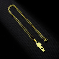 Usine Liban Carte Chaîne Collier En Acier Inoxydable Argent 18K Plaqué Or Liban Carte Pendentif avec Coeur Collier