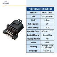 Connecteur automobile MX23A12NF1 12 broches à angle droit, étanche, pour carte ECU, connecteur mâle scellé à 90 degrés pour unité de commande moteur