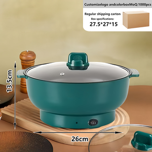 Poêle électrique antiadhésive de 4 L pour la maison avec couvercle en verre trempé, utilisation commerciale et en extérieur, multifonctionnelle - Product Image 4