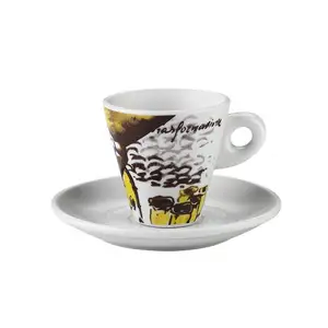 New Đến Sứ Cà Phê Espresso Cup Với Chiếc Đĩa Trắng Tách Trà Và Chiếc Đĩa Gốm Cốc Cà Phê