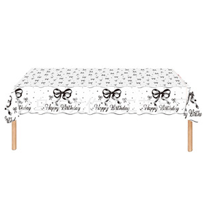 Ensemble de vaisselle jetable pour fête d'anniversaire avec nœud noir, assiettes en papier, gobelets, serviettes, fourchettes, kit de fournitures élégantes pour fête - Product Image 5