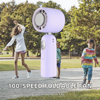 Nouveau ventilateur turbo 100 vitesses, mini ventilateur portable pliable 90° avec affichage numérique, moteur sans balais, haute vitesse, logo OEM, pour voiture