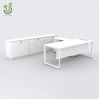 Bureau de direction IULTRA, design moderne minimaliste, durable, modulaire, facile à assembler, respectueux de l'environnement, blanc, 140 cm, en forme de L, pour bureau