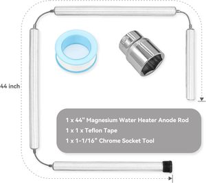Pièces de rechange personnalisées Calefont, tige d'anode en zinc en aluminium de 44 ", filetage de 0.8" de diamètre pour G-E R-heem R-<span class=keywords><strong>eliance</strong></span> K-enmore chauffe-eau - Product Image 2