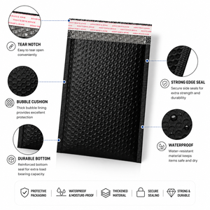 Enveloppes à bulles co-extrudées noires en gros, épaisses, antichoc, auto-adhésives, rembourrées en mousse pour l'emballage d'expédition - Product Image 2