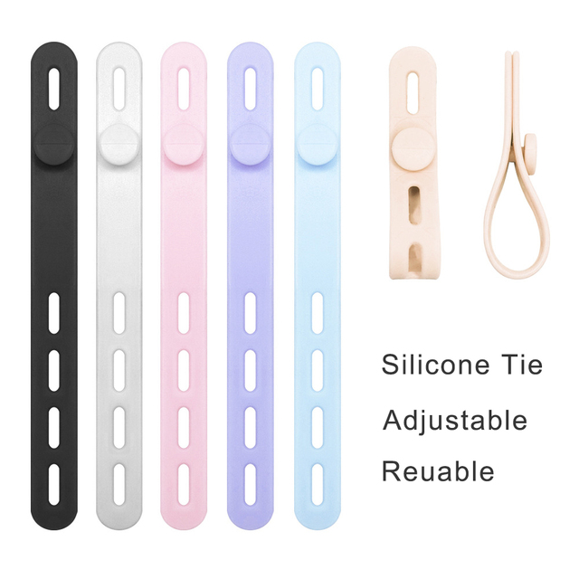 Adjustable Silicone Storage Strap Cable Ties Cord Wrap Reusable High Elasticity Electrical Cords Organizer Data Cable Charger