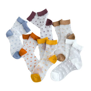 Femmes été hiver Floral nœud motif équipage longueur chaussettes minces personnalisé en gros respirant Sexy fille conception tricoté - Product Image 1