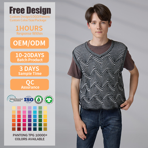 Chaleco de Golf Personalizado ODM 100% Algodón con Jacquard Ondulado, Cuello en V, Sin Mangas, Holgado, para Hombres y Niños - Product Image 2