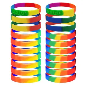 Wholesale In Stock Bracelets Gay Pride Silicone Band Rainbow Bracelet