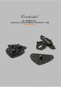 Chinese-style Wooden <b>Box</b> Lock <b>Heart</b>-<b>Shaped</b> Decorative Buckle Fastener Zinc Alloy Key Operated Bedroom Use - Product Image 3