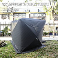Tente de sauna à bois Warmfire avec cheminée intégrée, en tissu Oxford triple couche imperméable, pour 6 personnes, portable, extérieure, une chambre, quatre saisons
