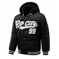 Veste Rembourrée Homme Capuche Polyester Coupe-Vent Hiver Logo Personnalisé