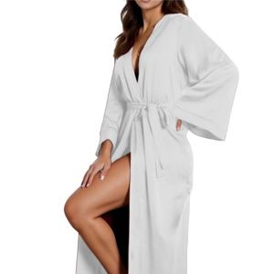 Robe de nuit et peignoir en satin sexy sur mesure à manches longues, robe longue confortable pour femmes, fabrication ODM - Product Image 2
