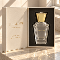 Flacon de parfum vide haut de gamme de 50 ml, flacon unique à facettes avec bouchon décoratif doré, emballage personnalisé