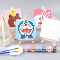 23pcs Enfants Garçons Filles DIY Mini Kit de Peinture sur Toile Art Studio Chevalet Planche de Peinture Pour Jouet Éducatif