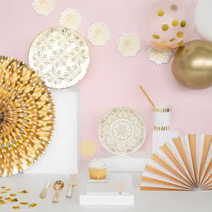 DAMAI Custom Golden Snowflake Christmas Party <b>Table</b> Decoration Tableware Set <b>Birthday</b> Party Wedding Party Plate Set - Product Image 3