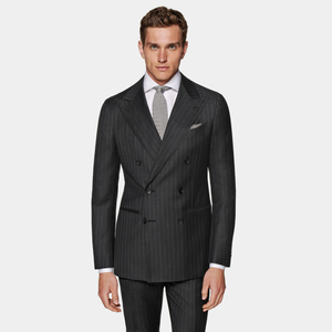 <span class=keywords><strong>Abito</strong></span> da Uomo <span class=keywords><strong>Doppiopetto</strong></span> <span class=keywords><strong>Grigio</strong></span> Scuro in Lana S110 Vestibilità Slim Motivo Grana di Riso Stile Business - Product Image 4