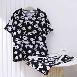 <span class=keywords><strong>Pyjama</strong></span> d'été grande taille pour femmes haut en tissu viscose avec col en v ample taille élastique tissé imprimé conception confortable <span class=keywords><strong>pyjama</strong></span> en rayonne - Product Image 5