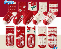 Chaussettes de Noël mi-hautes en coton pour enfants, motif Père Noël, sapin et pomme, dessin animé, collection automne-hiver