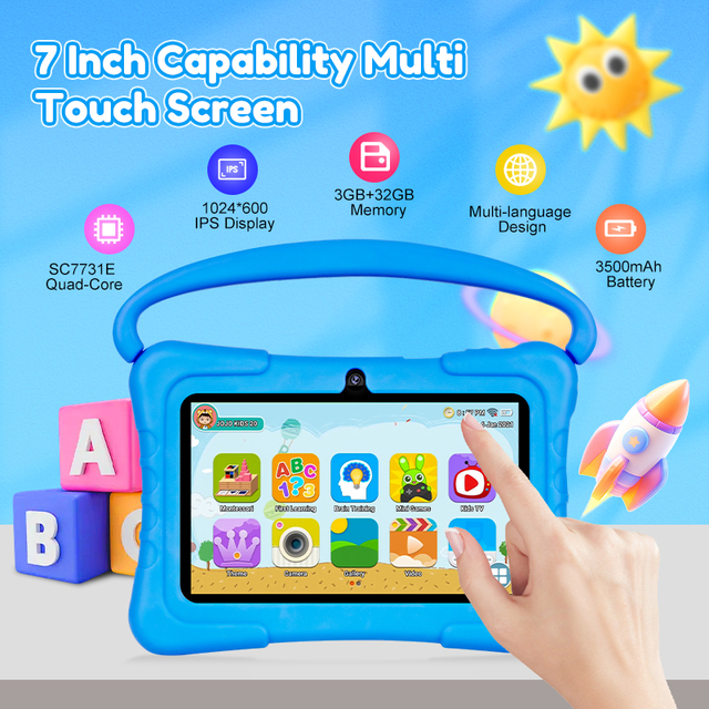 7 Inch Kids Educational Android Tablet 4GB+32GB RAM/ROM Wifi Stuendt Tablette Pour Enfant for School