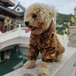 럭셔리 뒤집을 수있는 부드러운 코튼 개 재킷 여름을위한 클래식 프린트 패턴이있는 겨울 따뜻한 까마귀 - Product Image 4