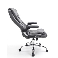 Meilleur fauteuil de bureau de direction en cuir PVC gris de qualité supérieure, classe 3, avec vérin à gaz, parfait pour le bureau à domicile, le télétravail