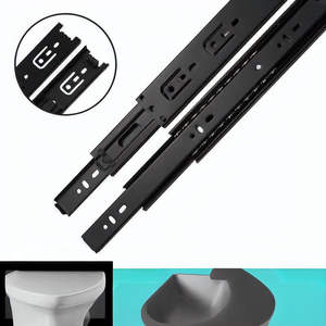 Rail coulissant pour tiroir en acier inoxydable silencieux et robuste avec <span class=keywords><strong>amortisseur</strong></span> et rail de guidage à 3 sections pour le rangement des armoires de <span class=keywords><strong>cuisine</strong></span> - Product Image 6