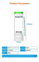 Générateur d'eau riche en hydrogène portable 420 ml 5000 PPB Orp H2, bouteille d'eau riche en hydrogène avec technologie SPE PEM, vente en gros