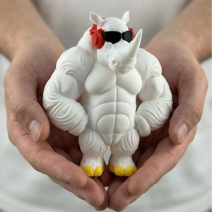 Figura de Rinoceronte Musculoso 3D en PLA, Adorno de Rinoceronte con Gafas de Sol y Auriculares, Decoración para el Hogar, Oficina, Escritorio, Juegos, Regalo Novedoso - Product Image 4