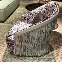 Italie fait à la main moderne Accent Lounge Chair de haute qualité doux imprimé léopard gland décontracté Villa appartement loisirs salon