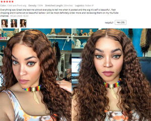 Pelucas frontales de encaje HD, pelo humano rizado 100 sin procesar, Color marrón Chocolate, n. ° 4 - Product Image 5