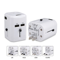 Accessoires de voyage/bagages, adaptateur de voyage universel 2 ports USB à charge rapide, prise électrique 100-240V