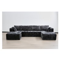 Ensemble de canapés d'angle modulaires en L compressés en vrac, design moderne en tissu, pour appartement, avec coussins rembourrés en mousse et accoudoirs droits, direct usine